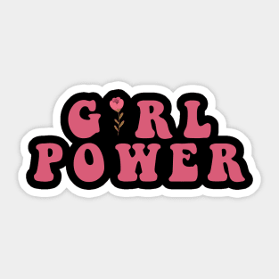 Girl Power Groovy text with Sunflower Sticker